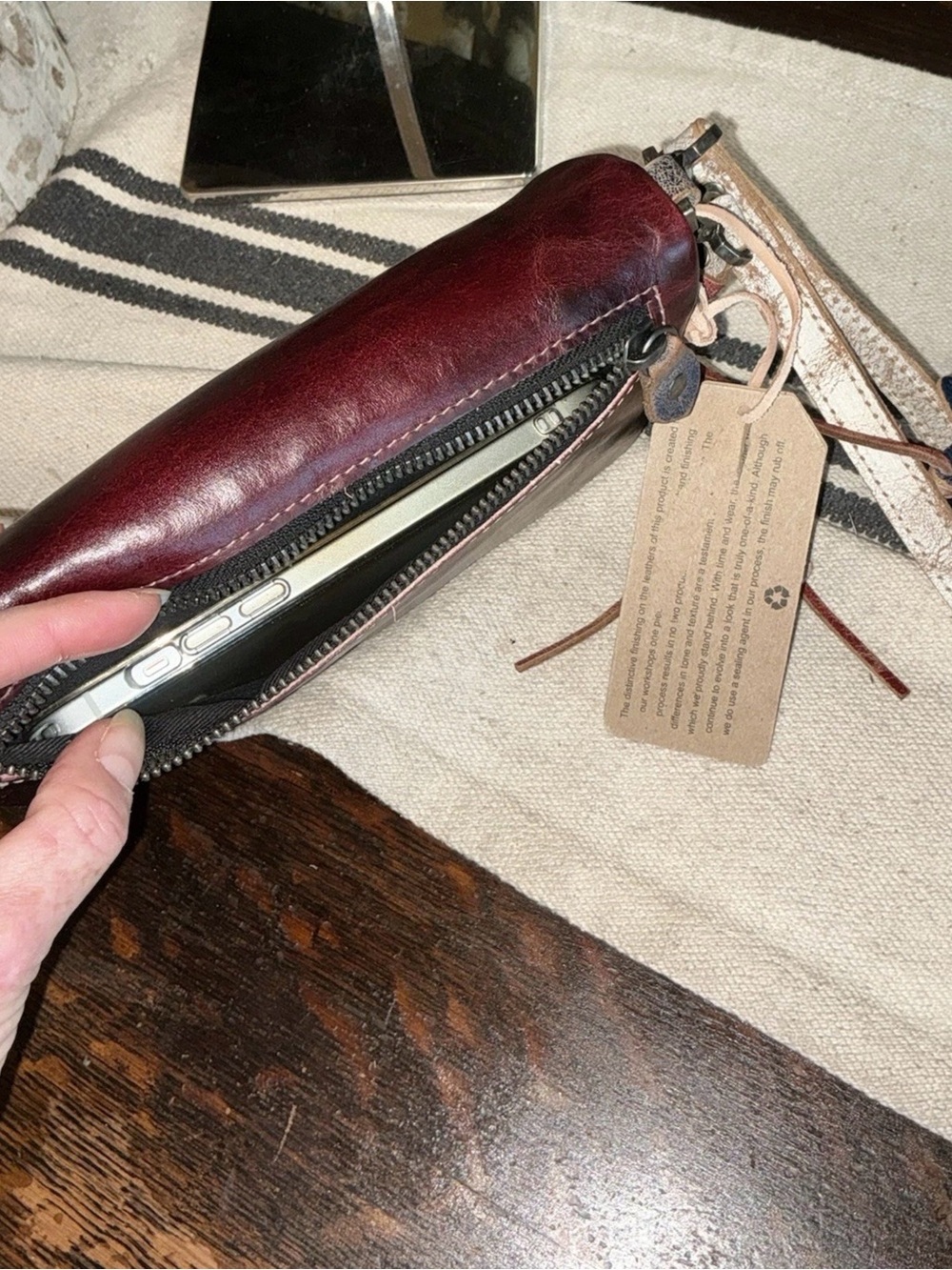 NWT Bed Stu Cadence Wallet Wristlet Crossbody Bag Red Americana Rustic MSRP $198 - Picture 10 of 15